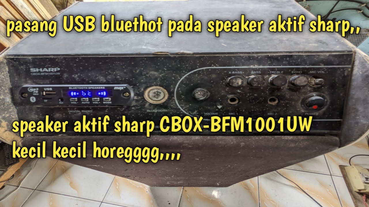 Pasang USB bluetot pada speaker aktip sharp cbox-bfm1001uw