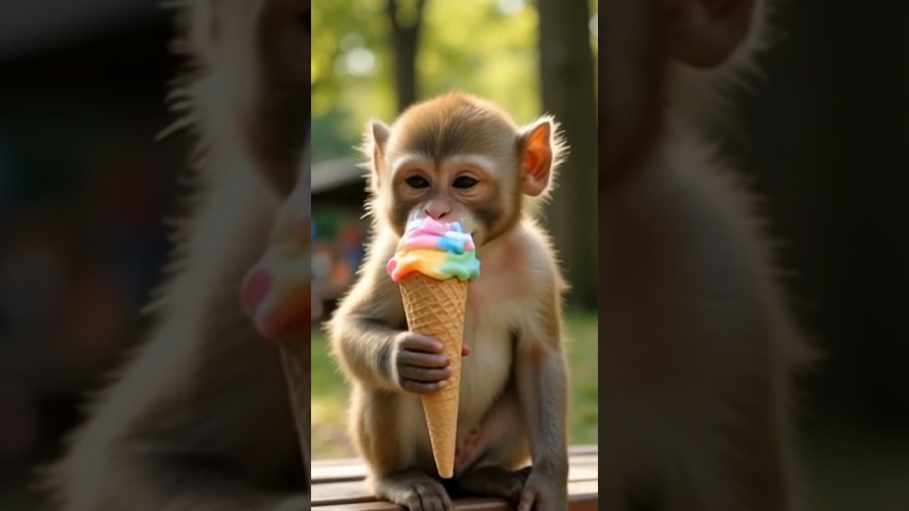Bandar ki&nbsp;masti! Dekho kaise ice cream&nbsp;khakar smile&nbsp;karta hai! 🍦🐒 #fun #viral #monkeybusiness #short
