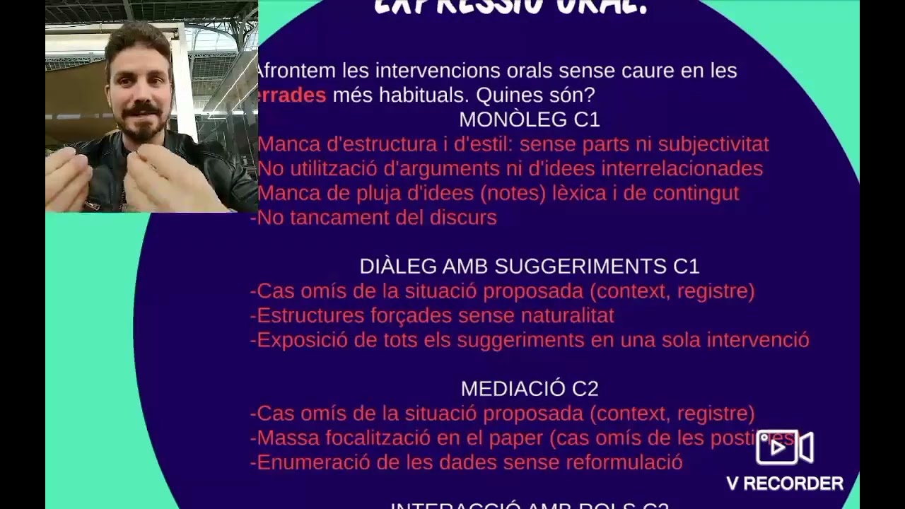 Errades habituals en la prova oral de valencià (nivells C1-C2). Examen CIEACOVA