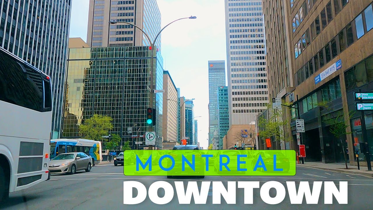 [ 4K Video ] Driving through Montreal downtown in Bright sunny day | 🎧 Binaural driving video