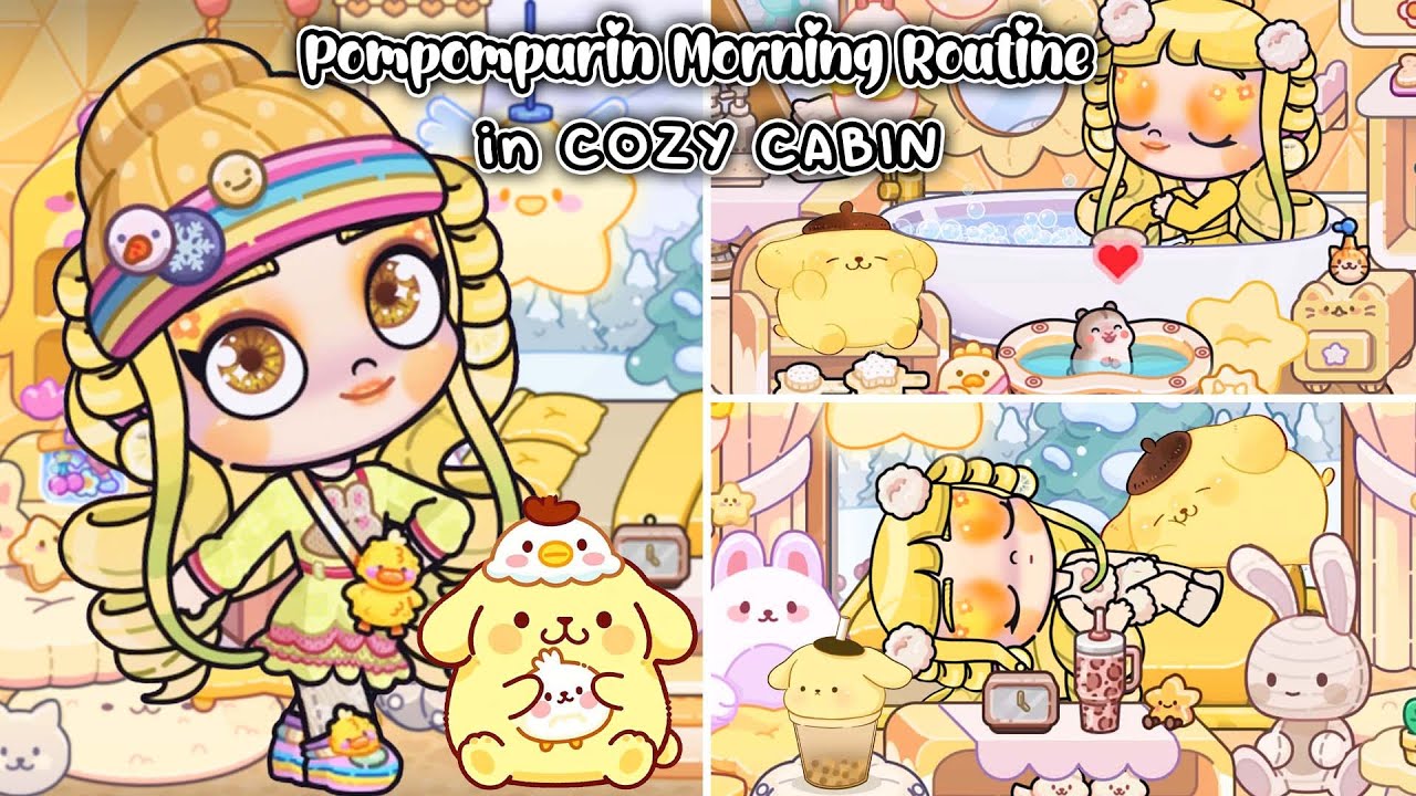 POMPOMPURIN Morning Routine in COZY CABIN💛🤍| Avatar World | Pazu