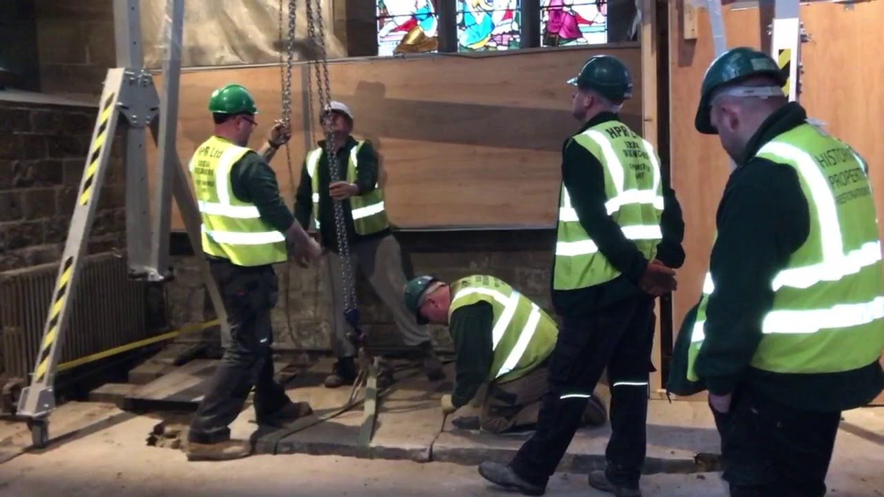 Lifting the Cathedral's historic ledger stones