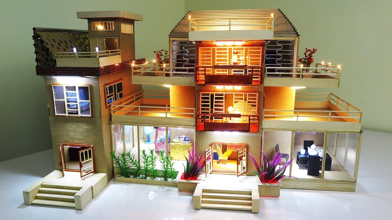 Cómo hacer una hermosa casa de cartón con luz LED (casa de ensueño)