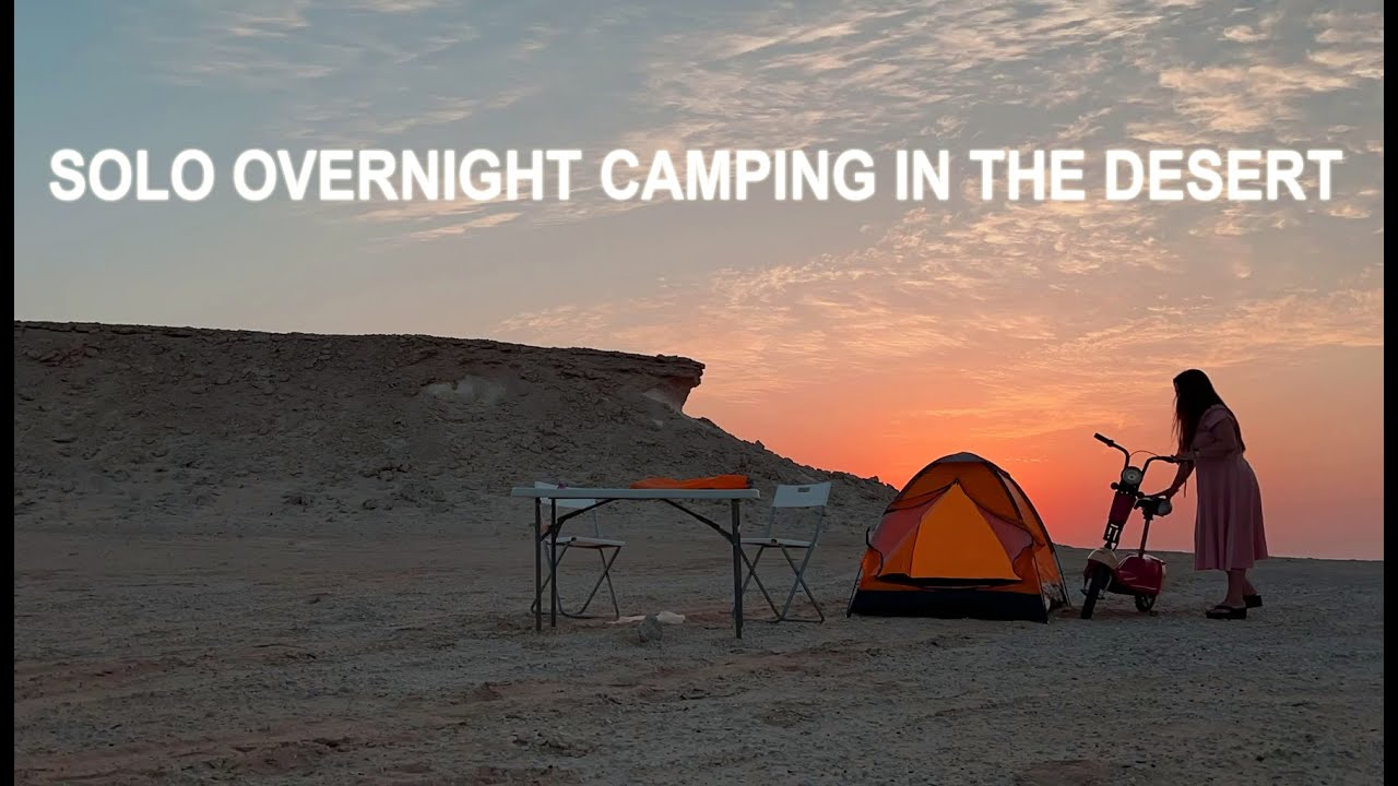 SOLO OVERNIGHT CAMPING IN THE DESERT #2 COOKING AND RELAXING IN THE TENT - ASMR
