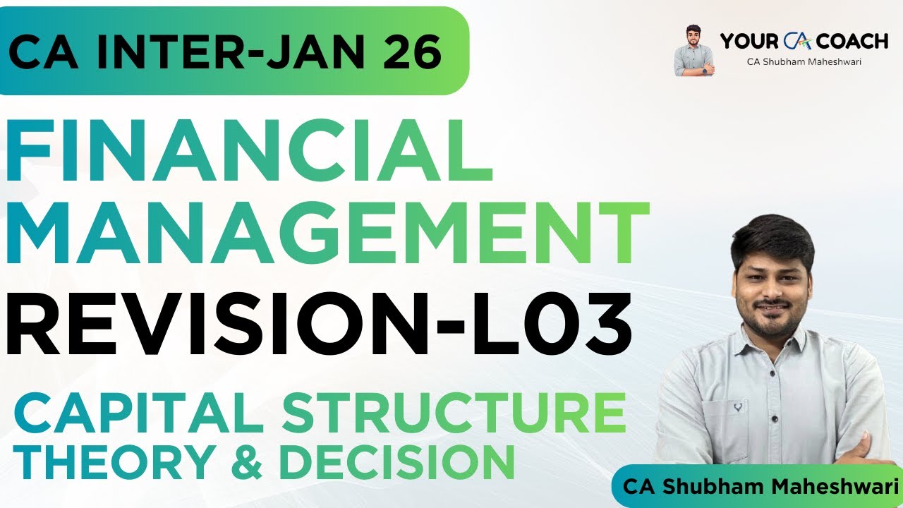 FINANCIAL MANAGEMENT REVISION L3 CA INTER JAN 2026 | FM CA INTER PAPER 6