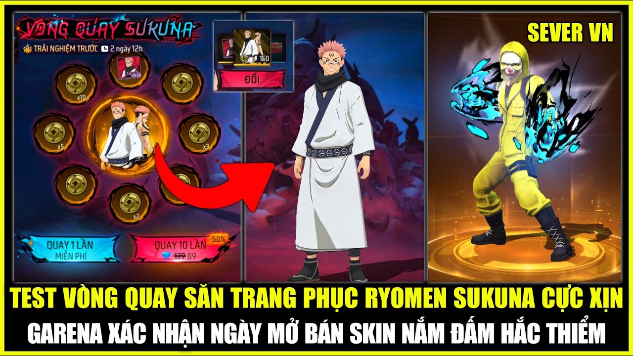Test Vòng Quay Săn Trang Phục RYOMEN SUKUNA Cực Xịn, Garena Xác Nhận Ngày Mở Bán Nắm Đấm | Free Fire