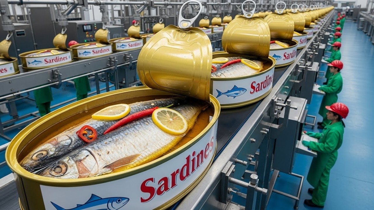 Inside the Canned Sardine Factory | From the Sea to Your Table (Full Process Tour)