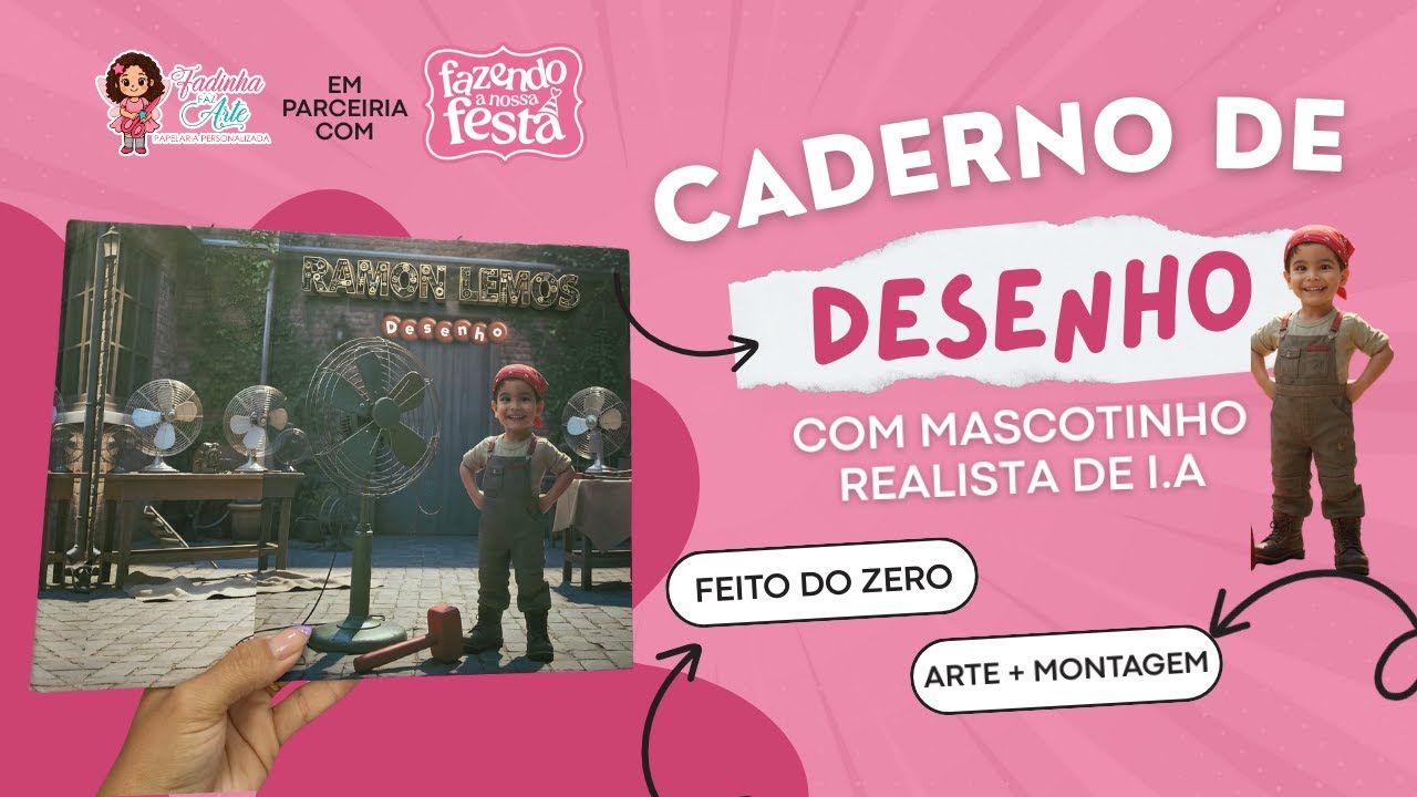 Como fazer um caderno de desenho personalizado com mascote #IA #mascoteescolar #voltaasaulas