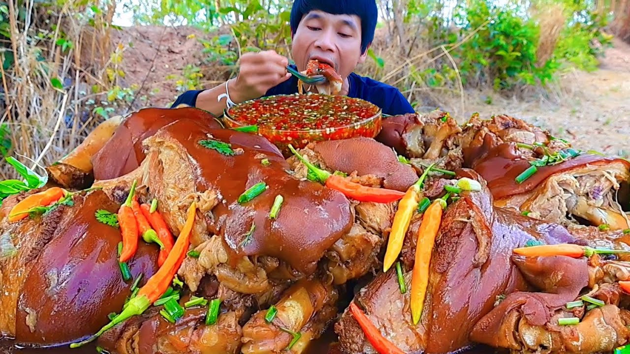 พะโล้ขาหมูจิ้มซีฟู๊ดแกล้มพริกสดแซ่บคักอีหลีครับพี่น้อง ASMR MUKBANG EATING SHOW#โก้อีสานพาแดก 