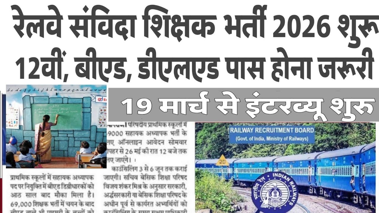 Railway Teacher Recruitment 2026: योग्यता, चयन प्रक्रिया और सैलरी की पूरी जानकारी!