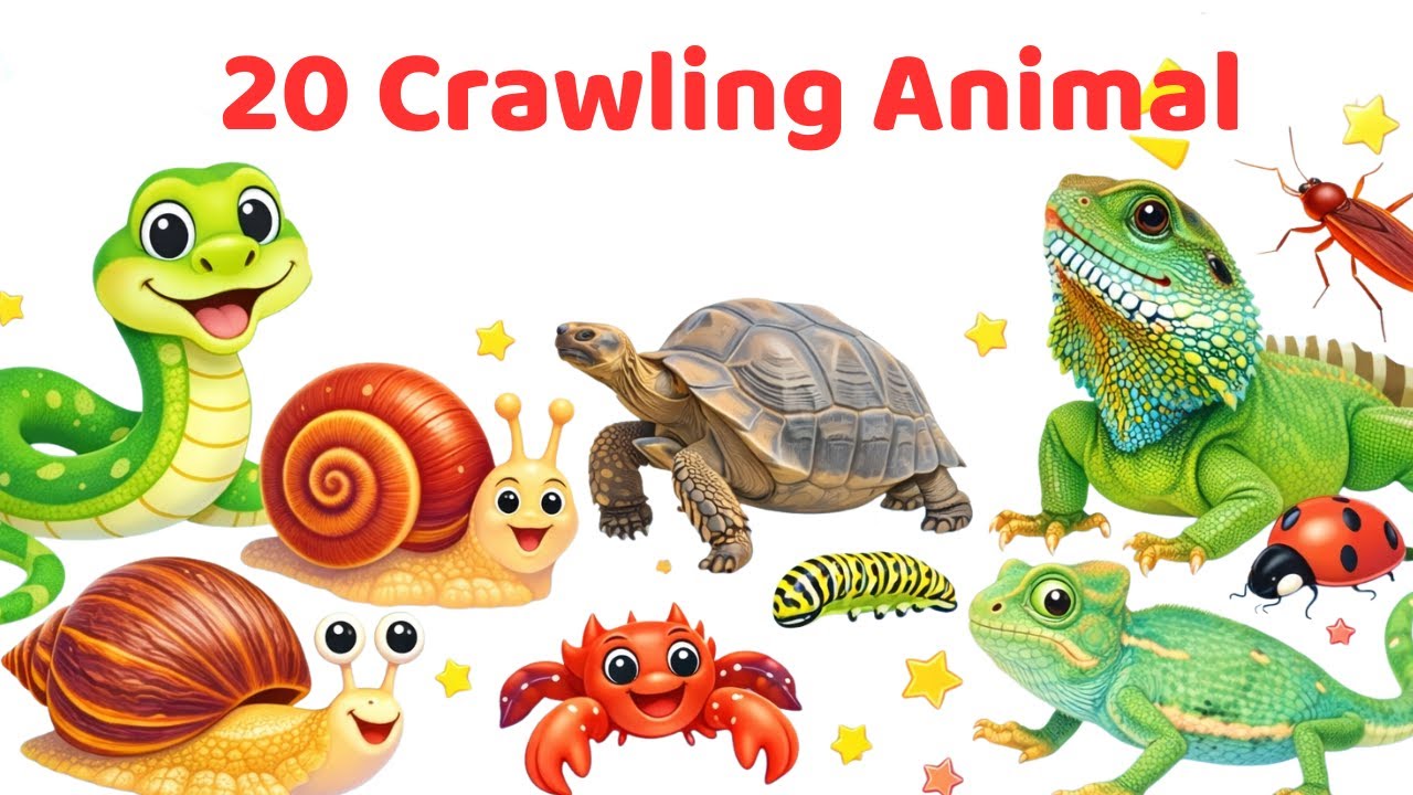 20 Crawling Animal Names for Kids | Crawling Animals in English & Bangla | Preschool Learning