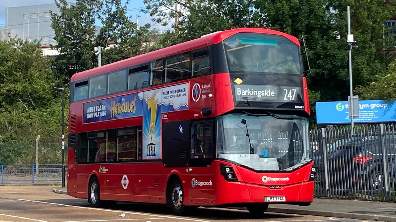 FRV. Stagecoach London Route 247. Barkingside - Romford Station.Wright Electroliner 82042 (LV73 FCG)
