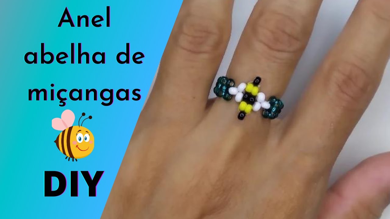 Anel abelha de mi&ccedil;angas 🐝 Beaded bee ring
