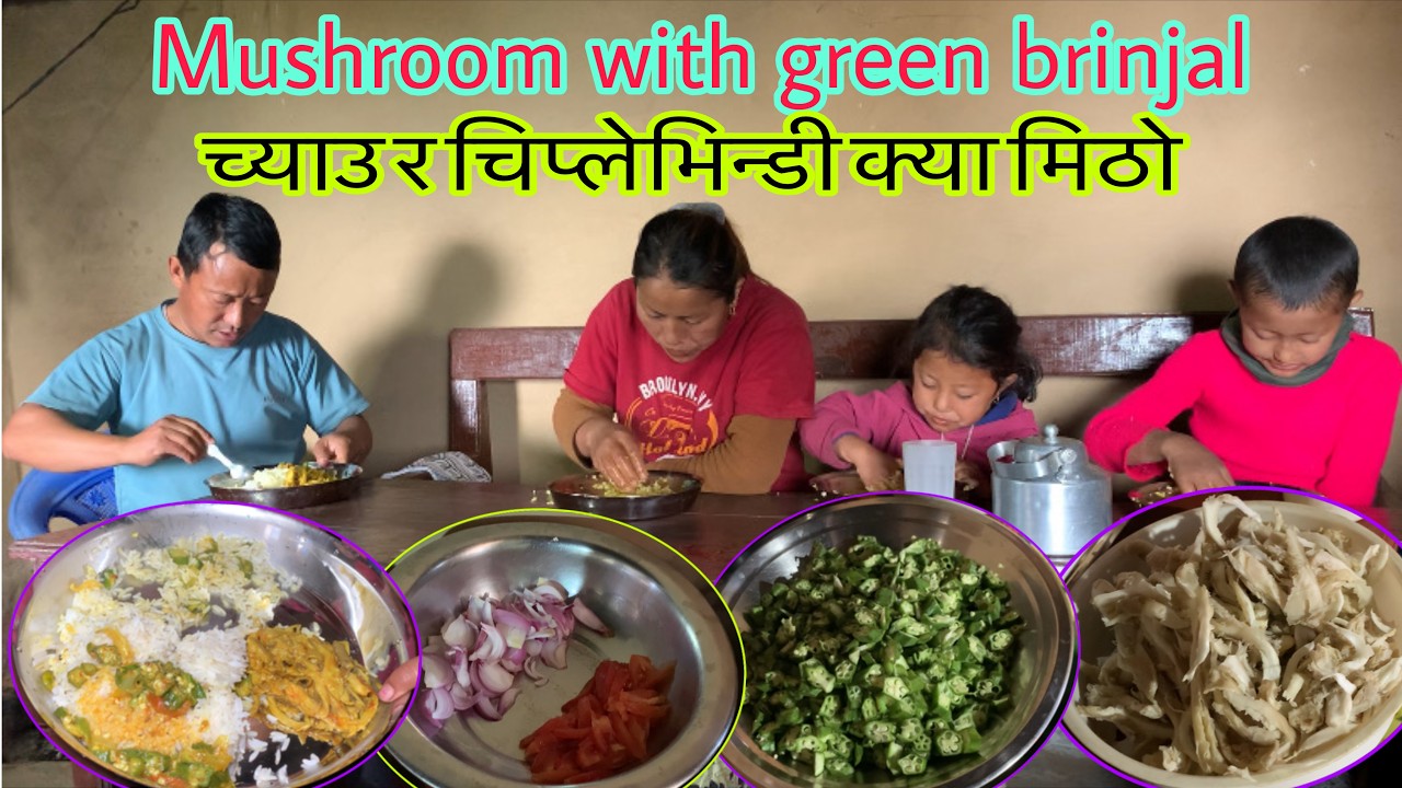 Having mushroom with green vegetable whole family @MilanSampangvlog