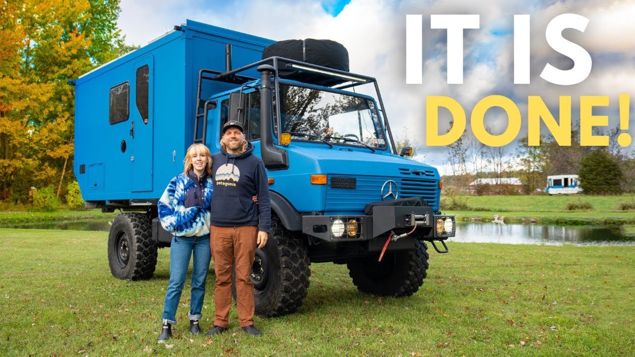 Our Biggest Transformation EVER! Unimog Truck Camper Paint Color Reveal (DIY Raptor Liner) #34