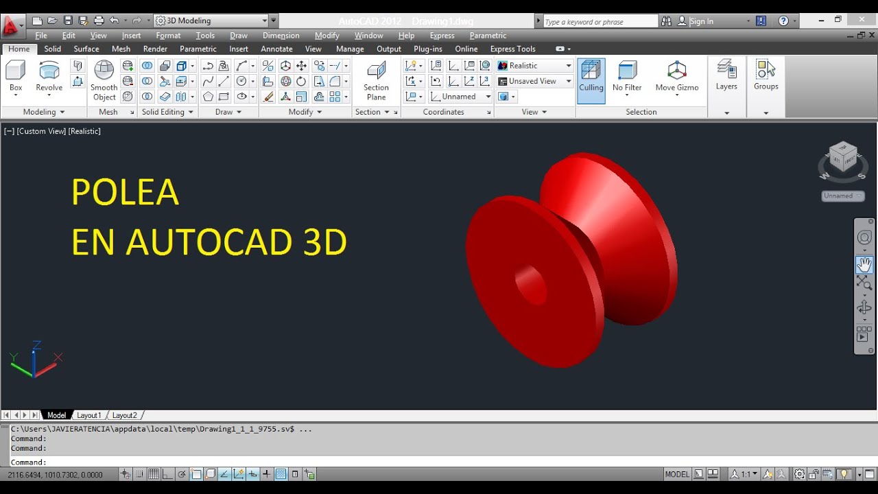 Polea en Autocad 3D