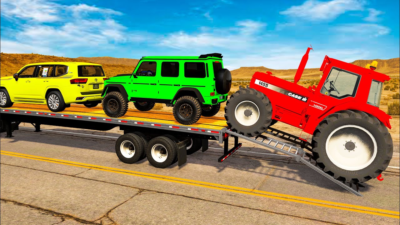 Flatbed Truck BeamnNG Happy Crash | Transportation with Truck - Pothole vs Car #16 - BeamNG.Drive