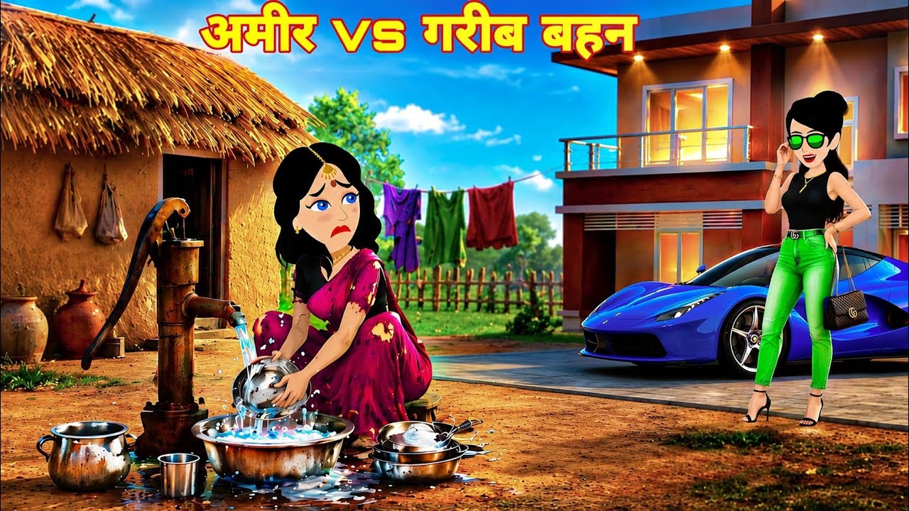 Hindi story - Rich Vs Poor sister | New moral story | Cartoon video | kahaniyan | sauteli bahan