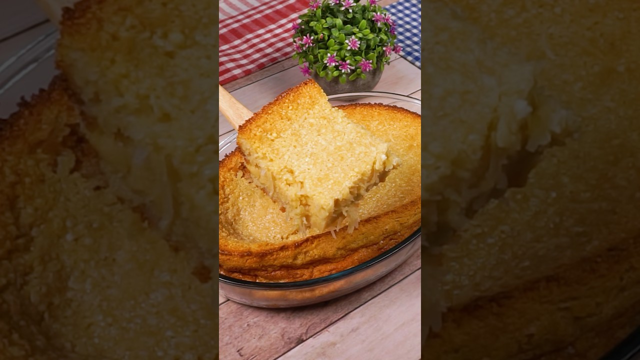 Postre al horno de solo 4 ingredientes, mezclas, horneas y queda listo. #recetas #comida #postres