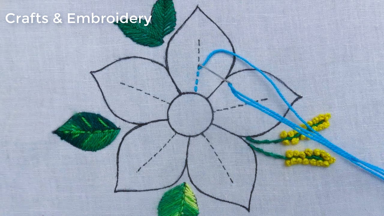New Hand Embroidery | Fantasy Flower Embroidery Tutorial for Beginner | Flower Hand Embroidery