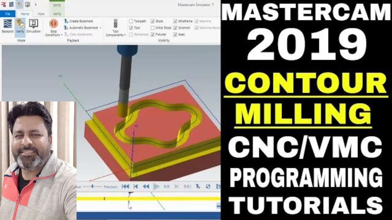 Mastercam 2019 Contour Milling tool path hindi tutorial for beginners| cnc programming in mastercam