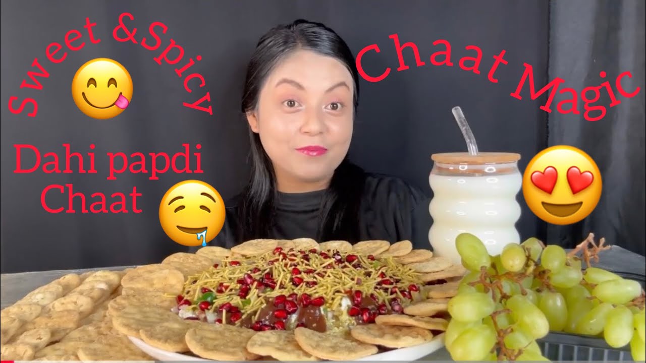 Creamy Dahi Papdi Chaat & Sweet Lassi🥤Mukbang | Satisfying Indian Street Food😍