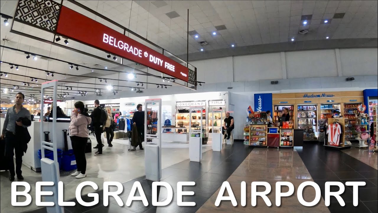 Belgrade Nikola Tesla Airport. Walking in the Terminal.