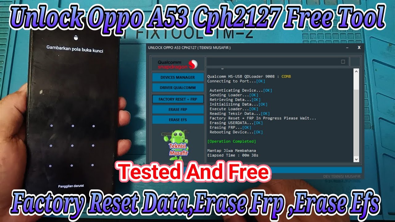 Oppo A53 Cph2127 Unlock Pin Pola | Frp | EFs | One Click Free Tool Edl Mode