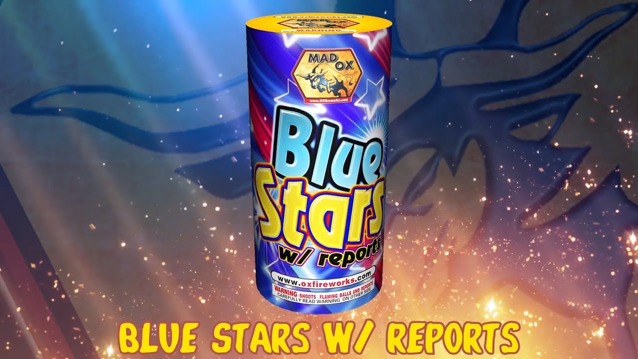 OX 0128A - Blue Stars w/Report Fountain - Mad Ox