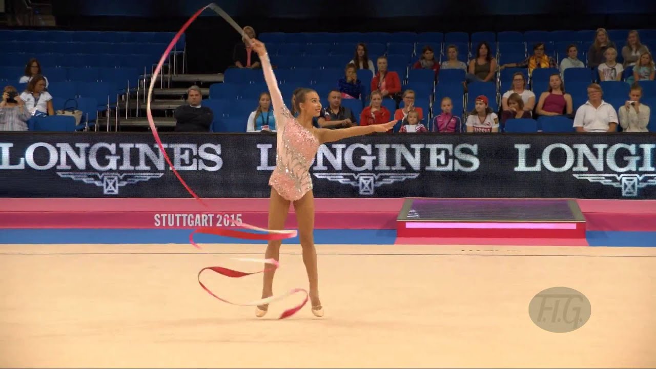Anora DAVLYATOVA (UZB) 2015 Rhythmic Worlds Stuttgart - Qualifications Ribbon