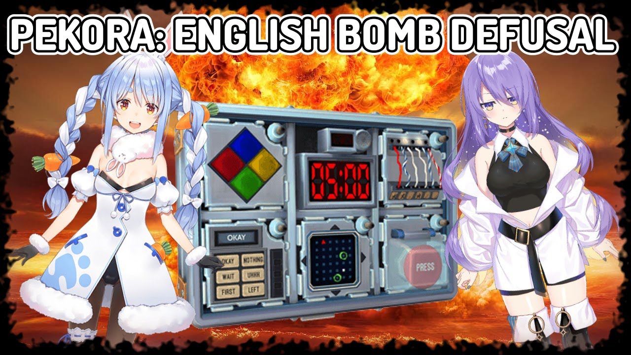 Usada Pekora tries to defuse bombs in English with Moona (Pekomoona 1 year anniversary)