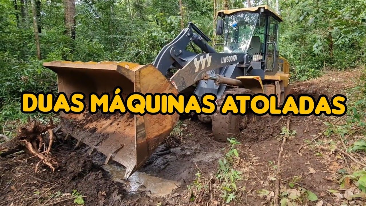 Pá carregadeira e trator atolados /Motoniveladora Caterpillar 120K grader niveleuse motoconformadora
