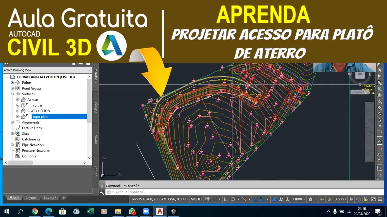 APRENDA a projetar Acesso para Platô de aterro