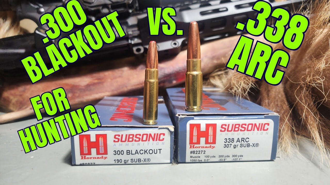 .300 Blackout против .338 arc для охоты, баллистический гель Hornady Sub X и тест на свиную лопатку.