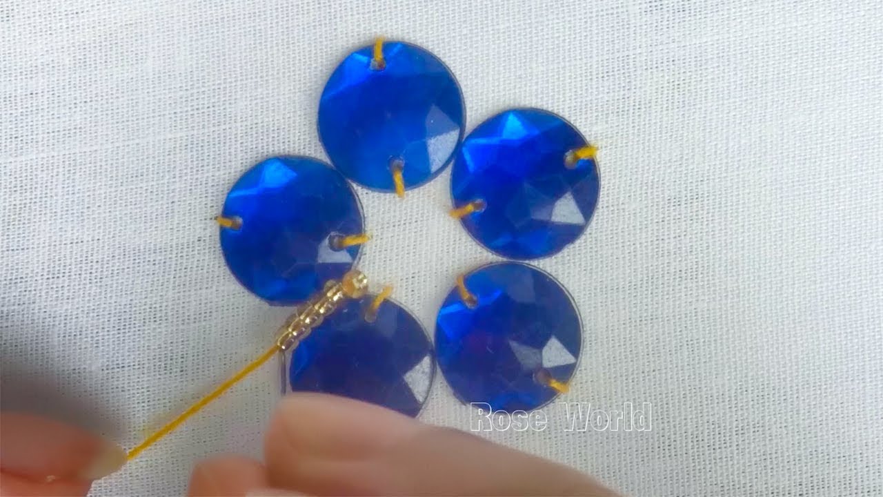 Hand Embroidery Beads Work, Flower Embroidery With pearl Beads