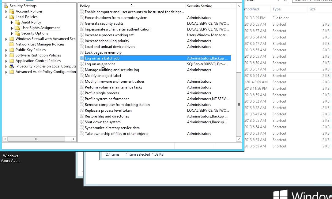 Add the Log on as a Service to an Account