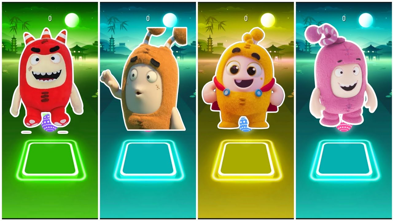 Oddbods Fuse VS Oddbods Slick Vs Oddbods Bubbles VS Oddbods Newt - Tiles Hop Edm Rush🎶