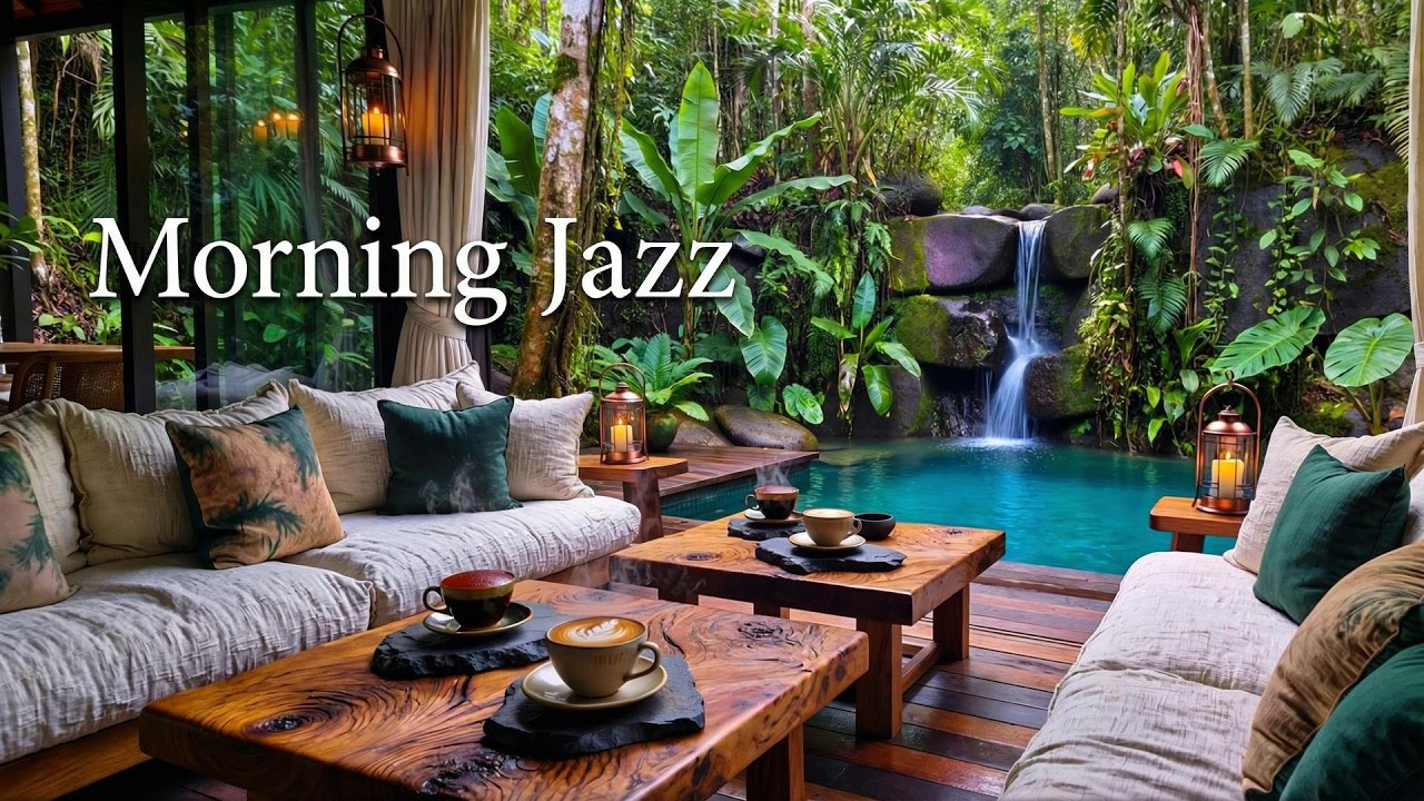 Smooth Jazz at a Private Waterfall Villa | Relax, Study, Work 🌿