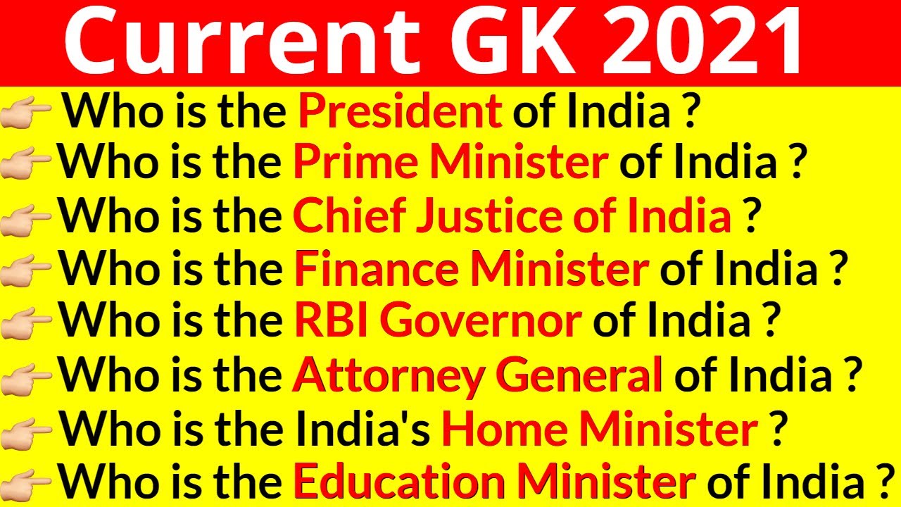 Cabinet Minister 2021 | Current GK in English | Current Affairs 2021 April | GK Question in English