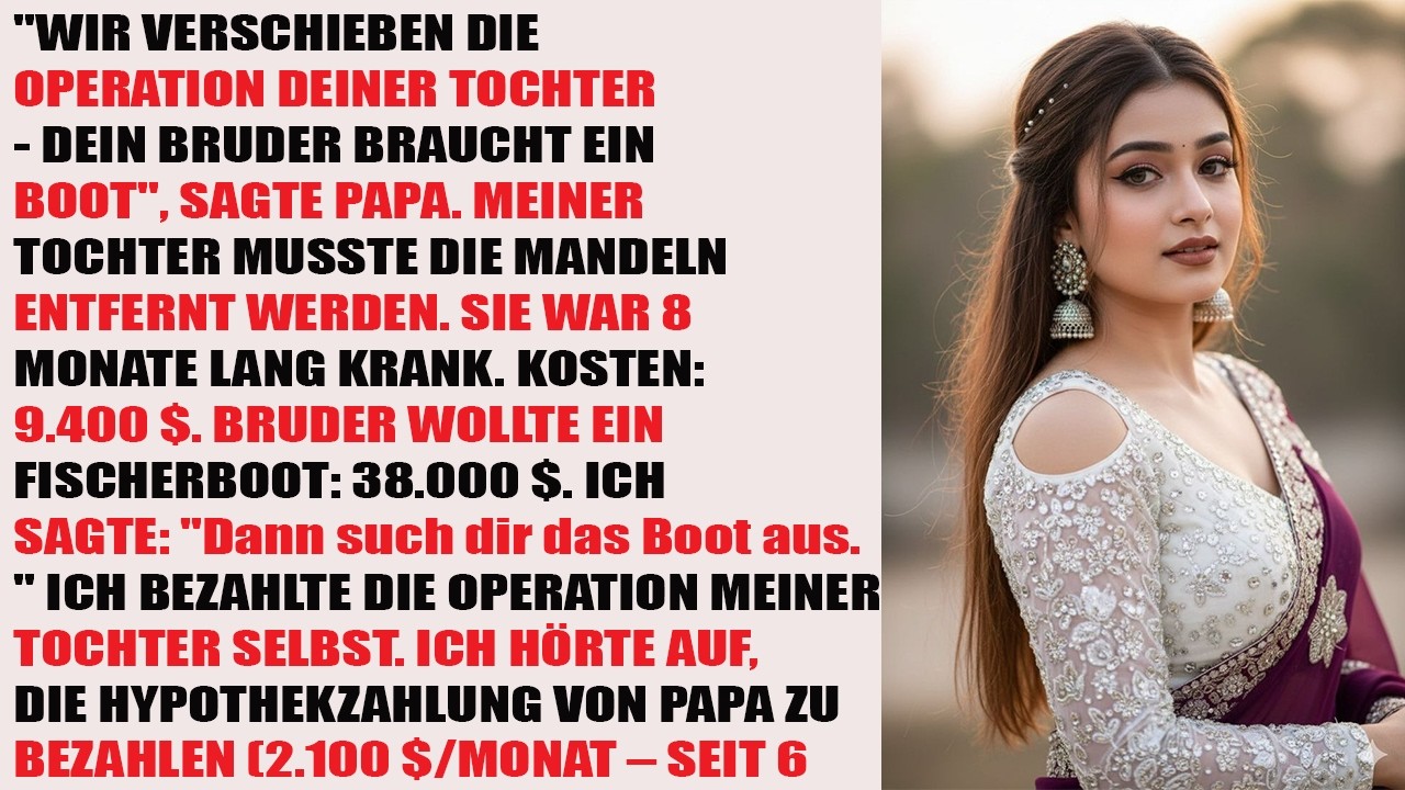 Wir verschieben die OP deiner Tochter – dein Bruder braucht ein Boot!“