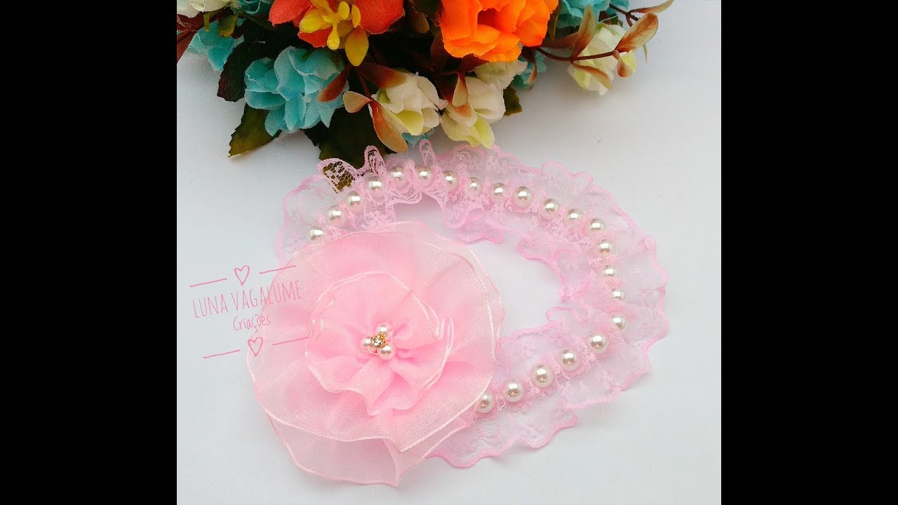 Faixa Mimosa com renda e perolas para RN.