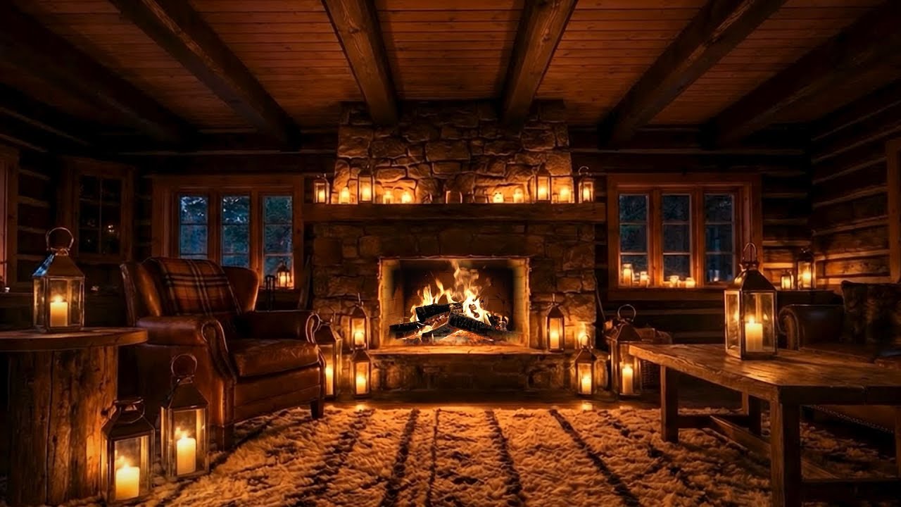 Peaceful Cabin Night 🔥 Relaxing Fireplace Ambience for Sleep & Comfort