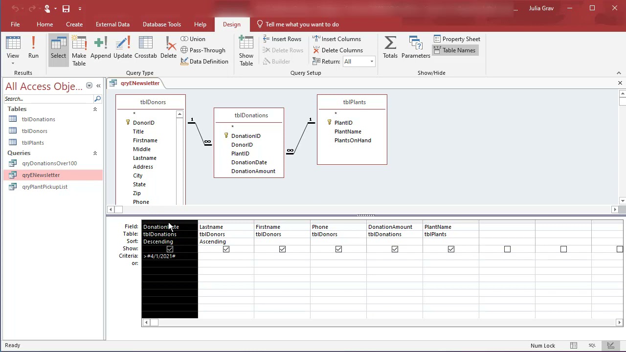 Access - Using Sort in a Query