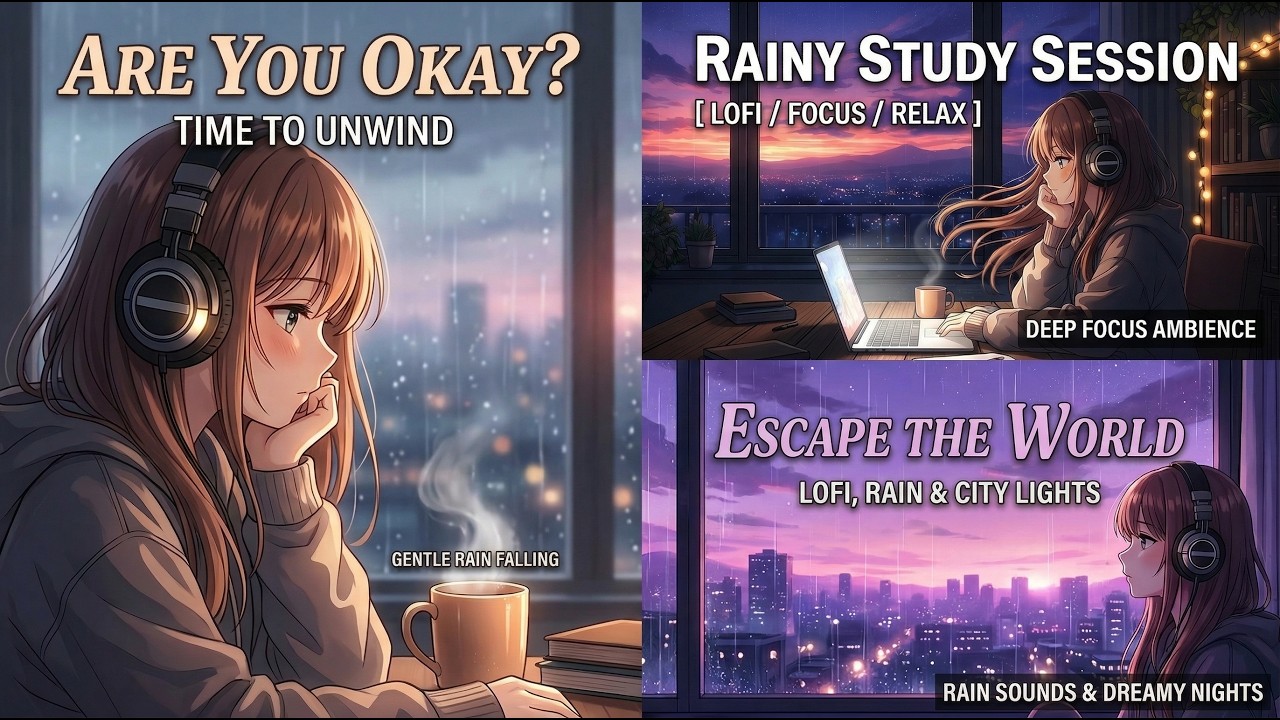Лоу-фай музыка для дождливой ночи 🌧️: музыка для отдыха, учебы и сна