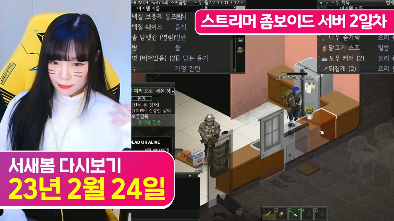 좀보이드 스트리머 서버 2일차 [23.2.24 서새봄 다시보기]