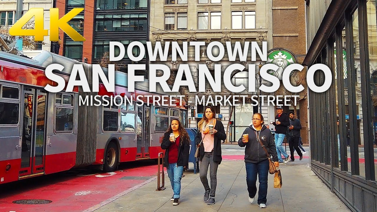 SAN FRANCISCO - Mission Street, Market Street Walk in San Francisco, California, USA, Travel, 4K UHD