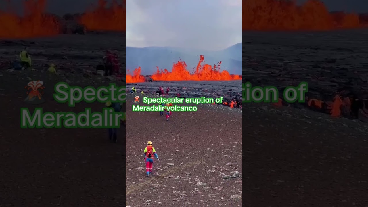 volcano lava red flame emission🌋 Spectacular eruption of Meradalir volcano #volcano #volcanic #red