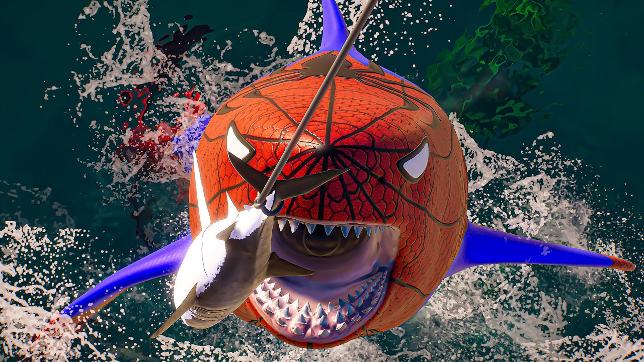 Web Themed Megalodon Meets Stealth Marine Predator | Underwater Cinematic Showcase JWE2