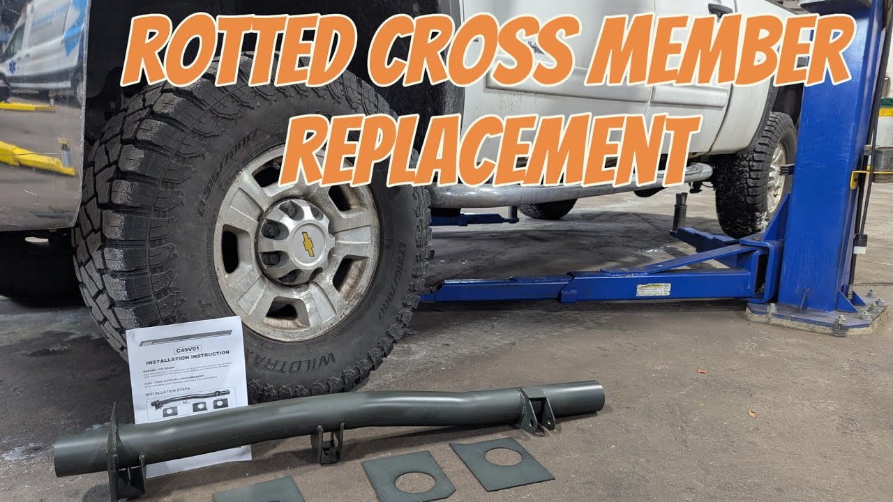 Rotted gas tank cross member replacement Chevy Silverado 2500