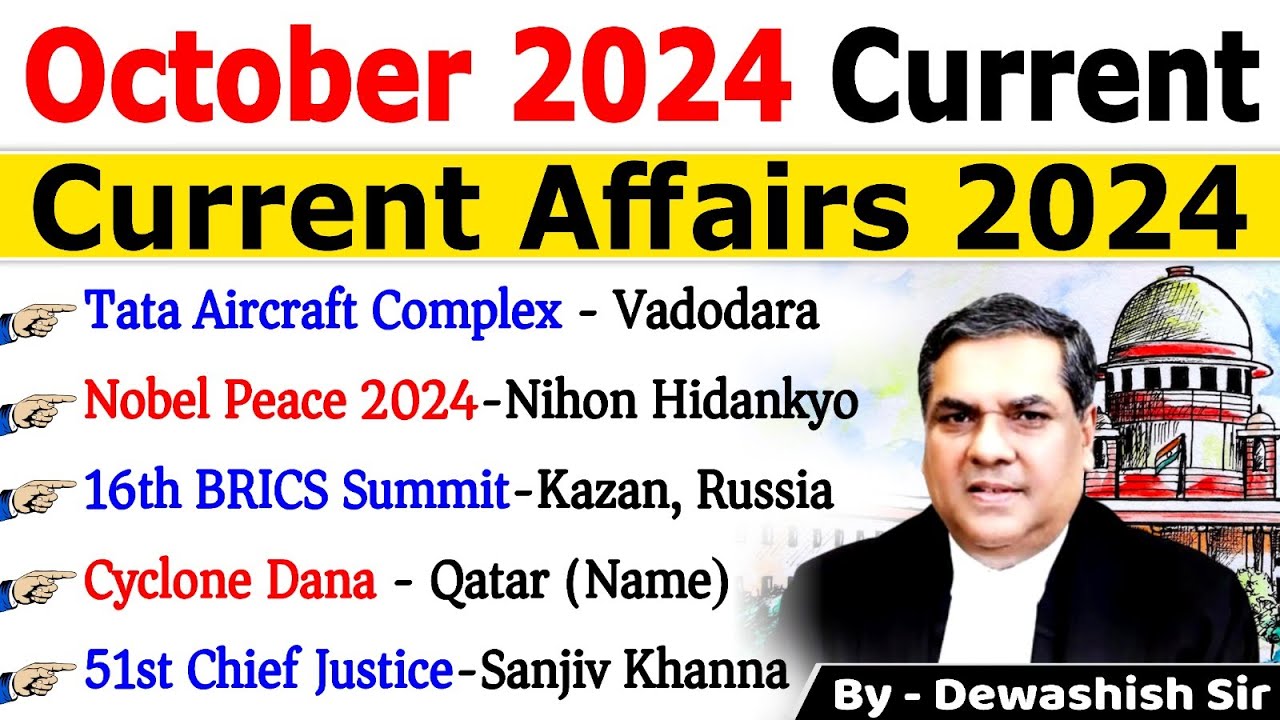 October 2024 Monthly Current Affairs | Current Affairs 2024 | Monthly Current Affair 2024 #current